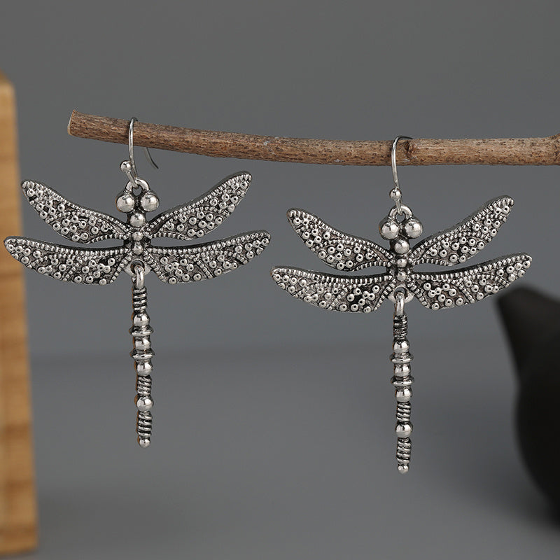 Elegant Vintage Dragonfly Drop Earrings