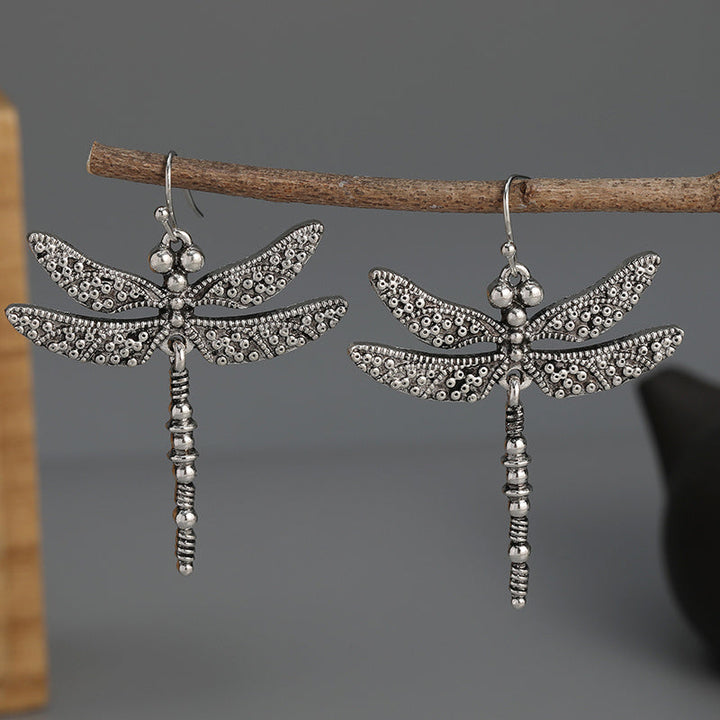 Elegant Vintage Dragonfly Drop Earrings