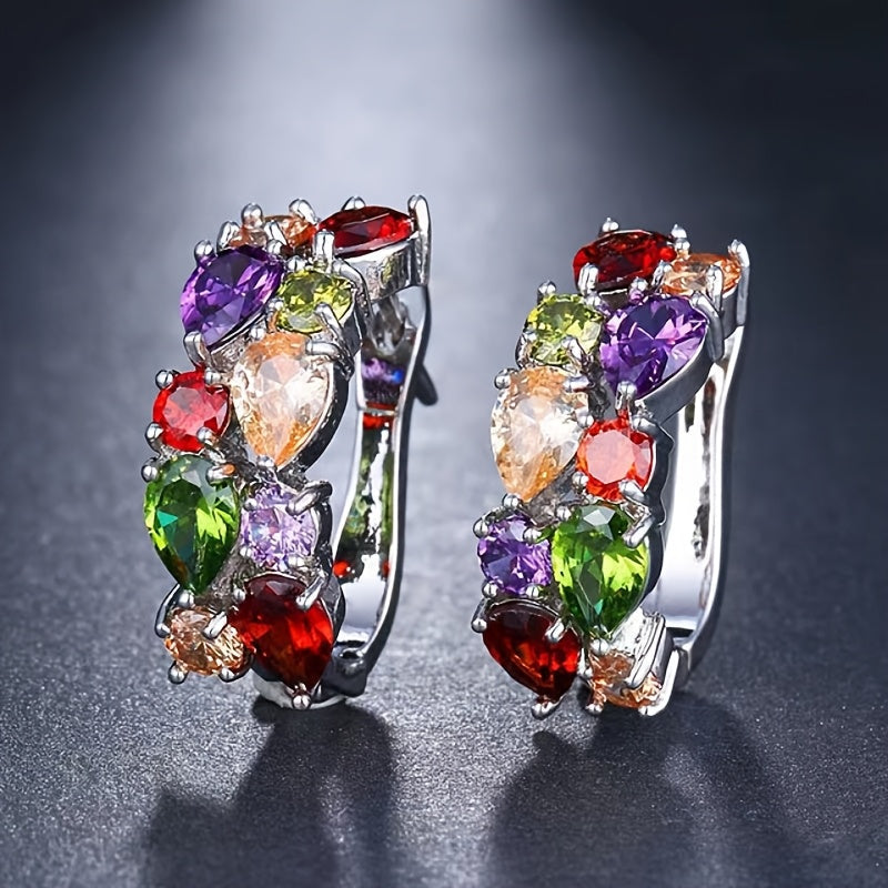 Elegante druppelvormige oorbellen met meerkleurige zirkonia