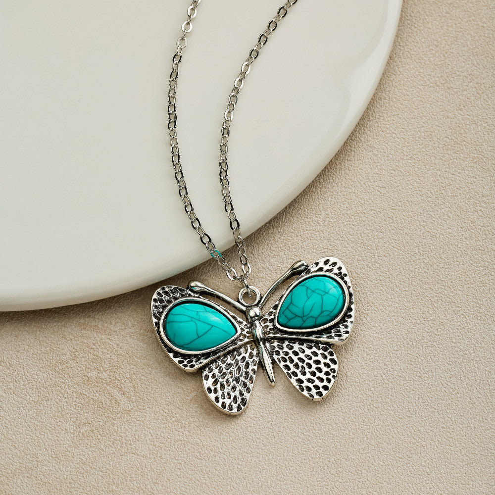 Vintage bohemien ketting met turkooizen sierhanger