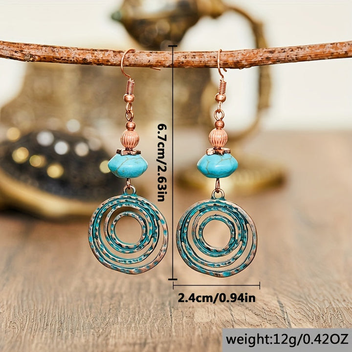 Vintage Red Copper Bohemian Drop Earrings
