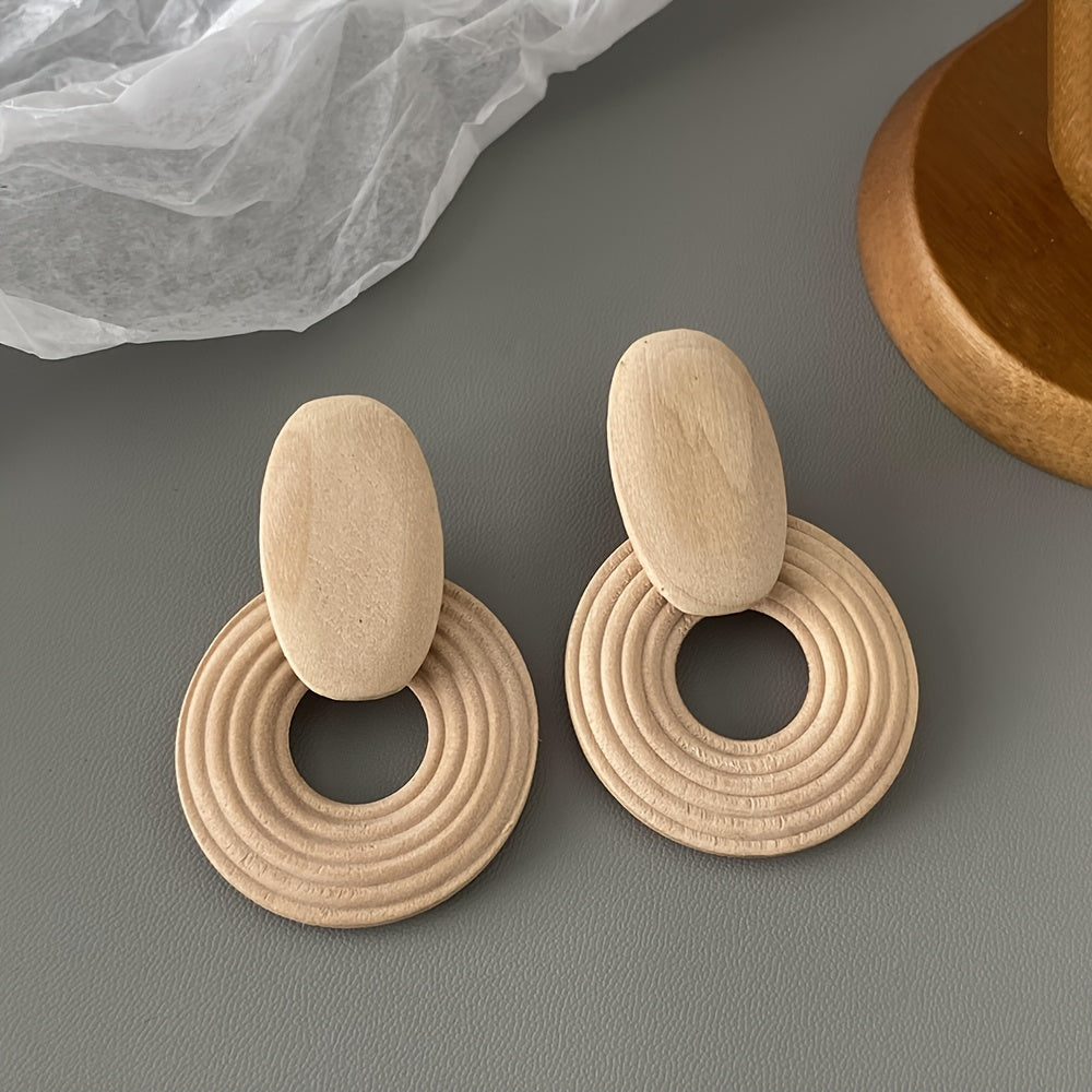 Natuurlijke houten spiraal oorhangers