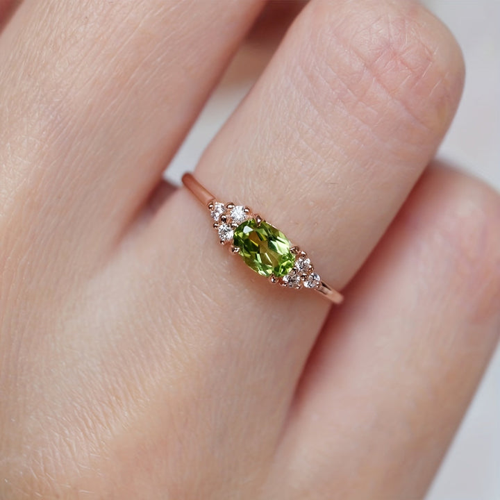 Bohemian Style Classic Oval Zirconia Rose Gold Plated Ring