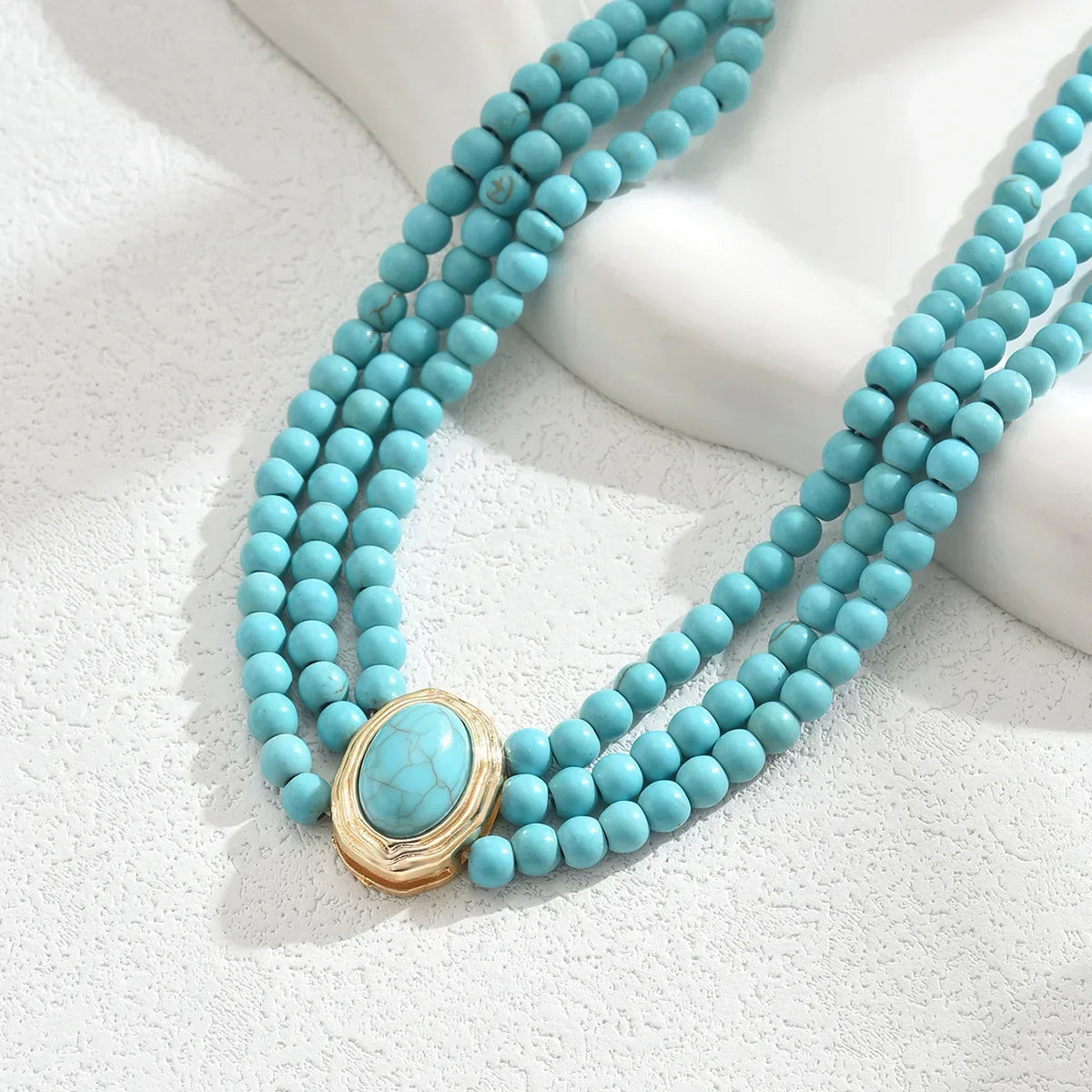 Elegante vintage turkooizen kralenketting