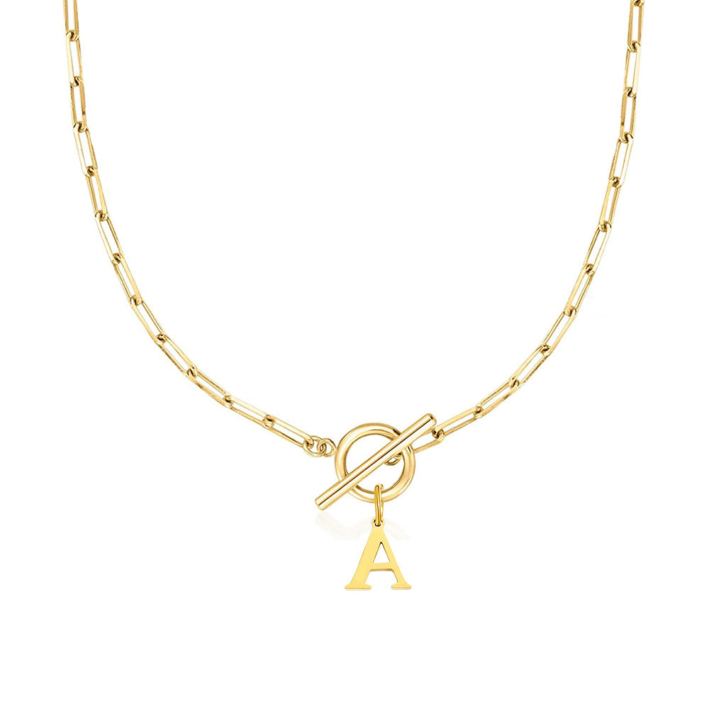 Paperclip initiaal ketting met ronde knevelsluiting