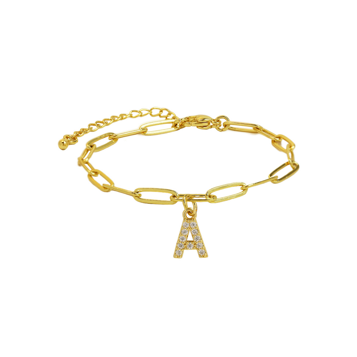 Fijne paperclip armband met initiaal