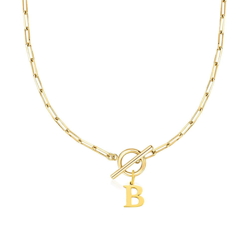 Paperclip initiaal ketting met ronde knevelsluiting