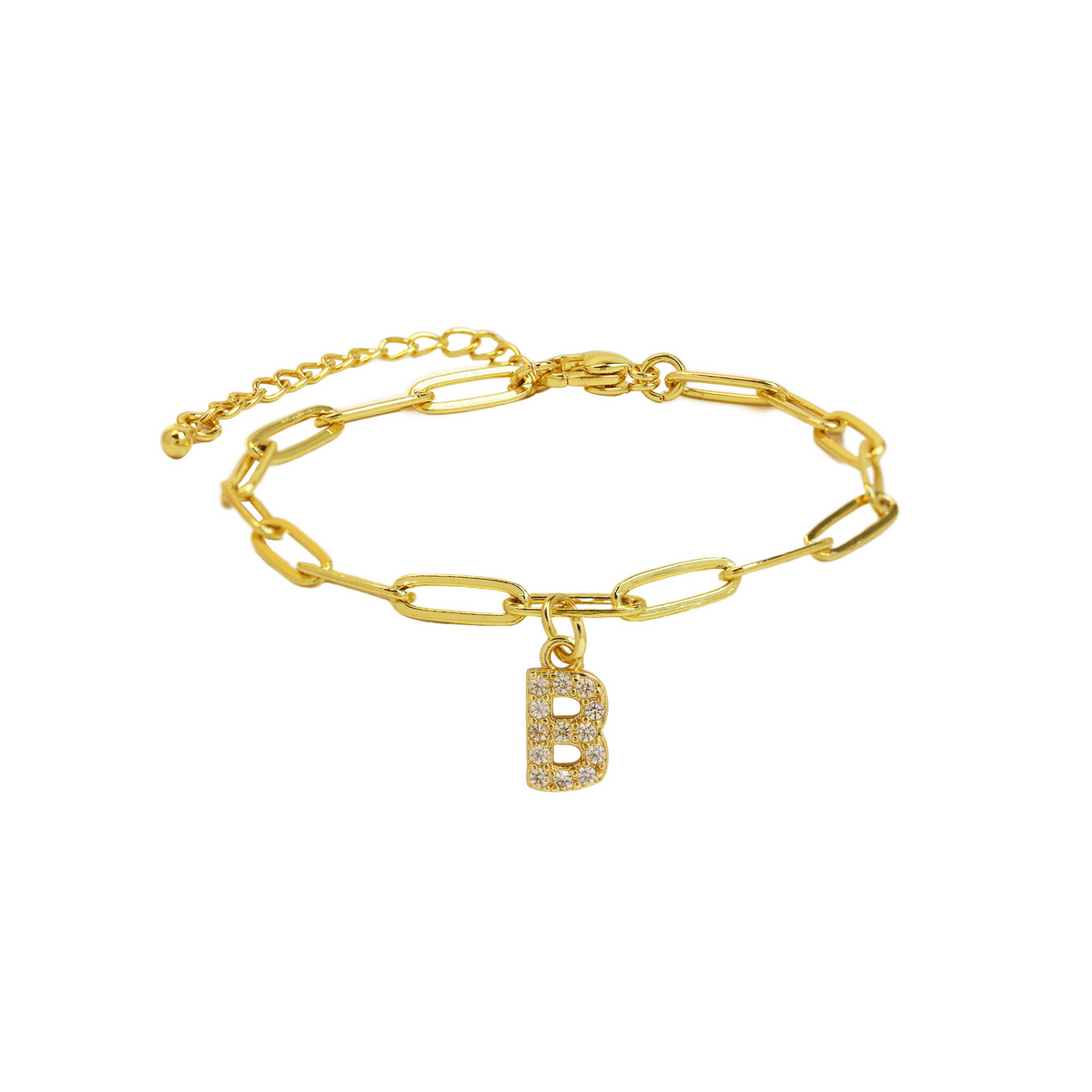 Fijne paperclip armband met initiaal