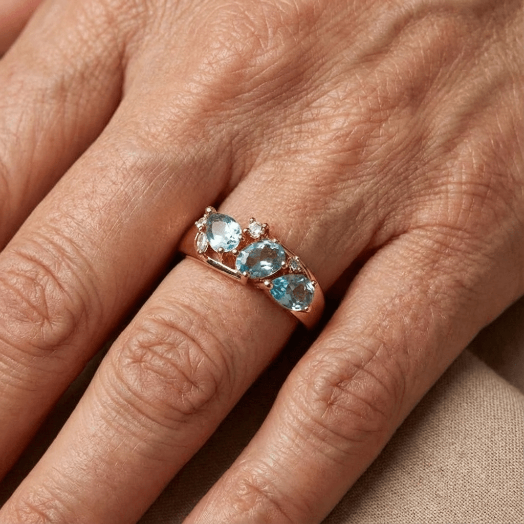 Blue Zirconia Ring in Gold