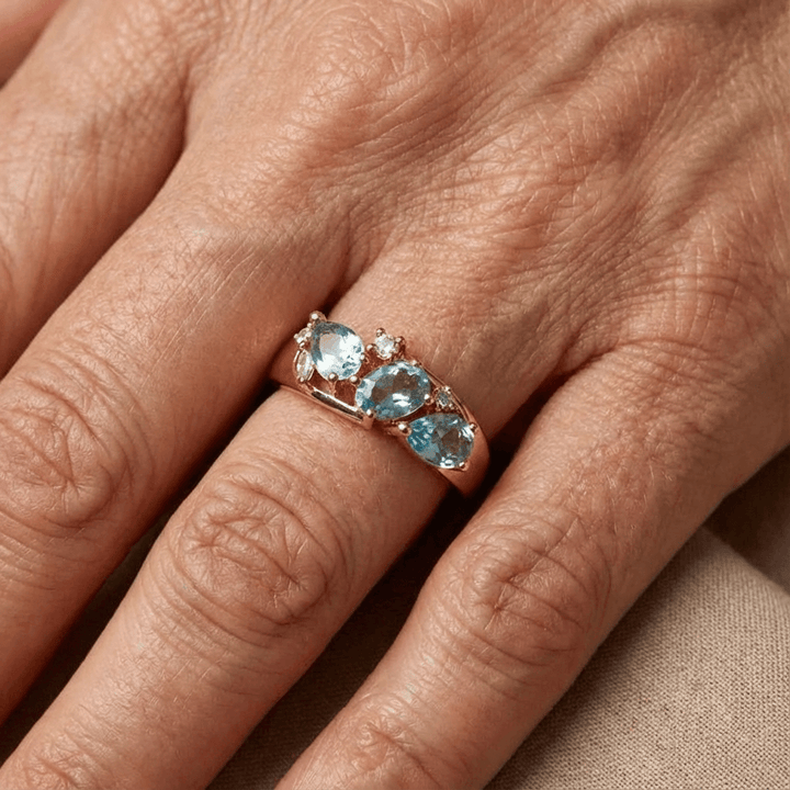 Blue Zirconia Ring in Gold