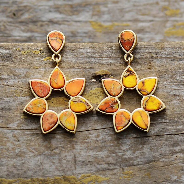 Bohemian Handcrafted Sea Sedient Jasper Stud Earrings