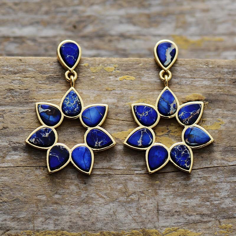 Bohemian Handcrafted Sea Sedient Jasper Stud Earrings