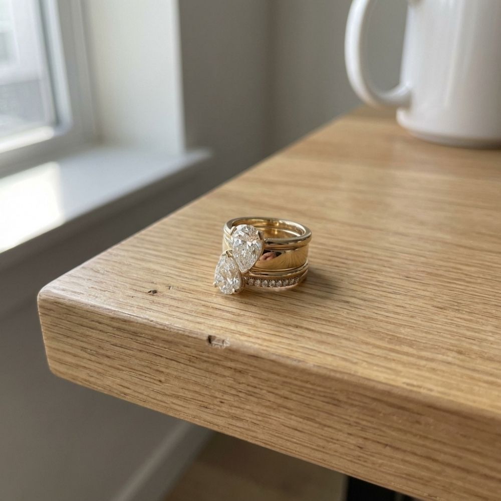 Vintage-geïnspireerde druppelring met dubbele zirkonia