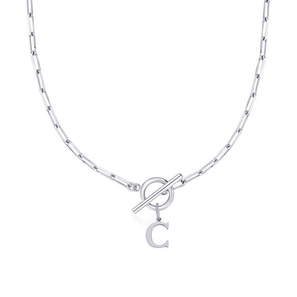 Paperclip initiaal ketting met ronde knevelsluiting