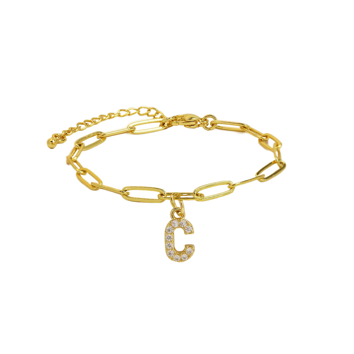 Fijne paperclip armband met initiaal