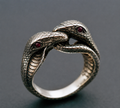 Vintage verzilverde ring met slangenhals
