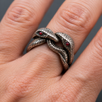 Vintage verzilverde ring met slangenhals