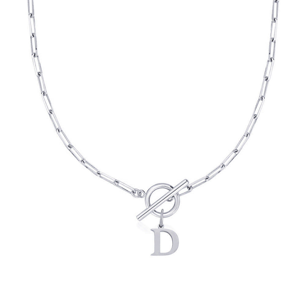 Paperclip initiaal ketting met ronde knevelsluiting