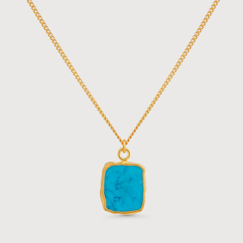 Elegante vergulde ketting met turkooizen edelsteen