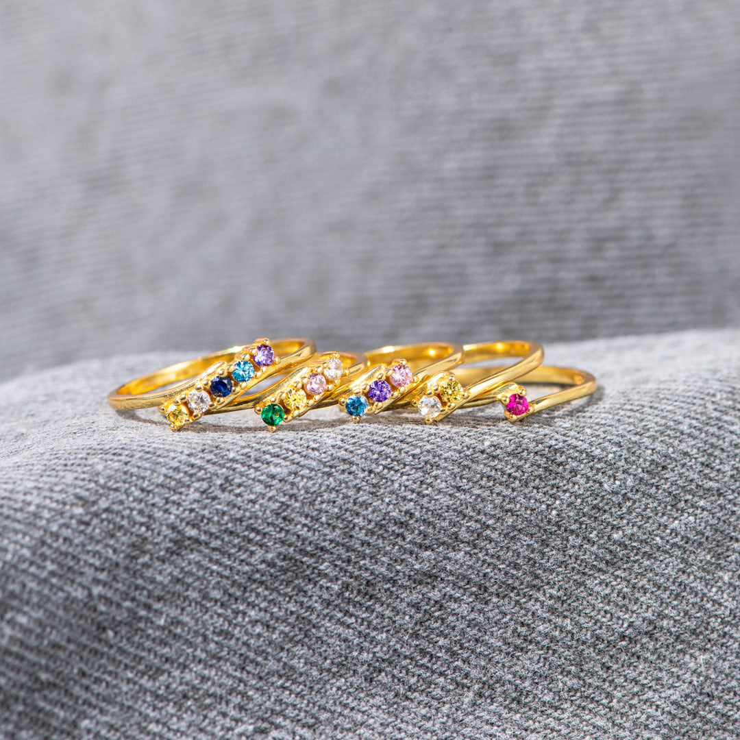 Gepersonaliseerde bypass ring met 1-6 familiegeboortestenen