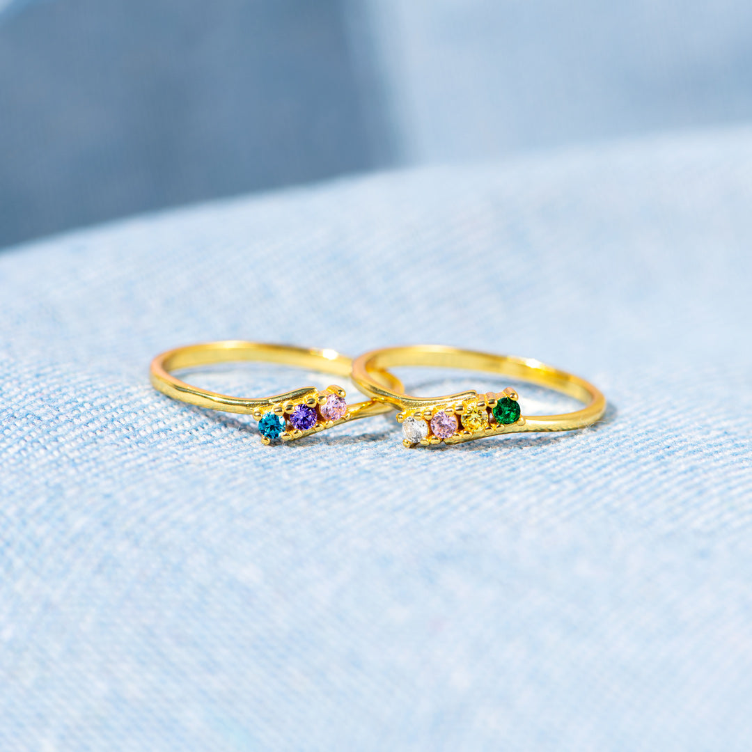 Gepersonaliseerde bypass ring met 1-6 familiegeboortestenen
