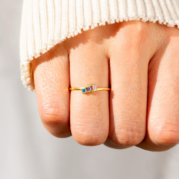 Personalized 1-6 Family Birthstones Bypass Ring