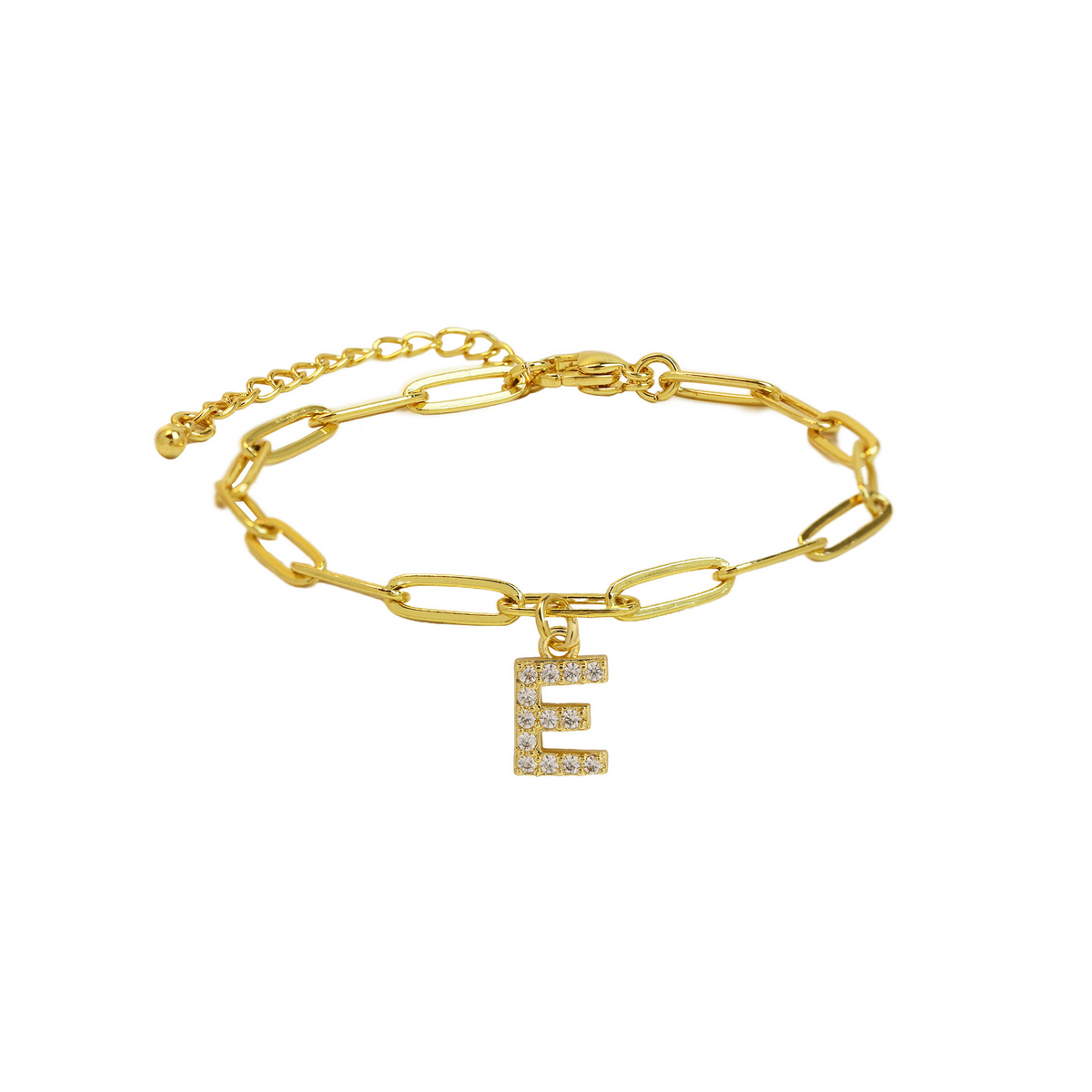 Fijne paperclip armband met initiaal