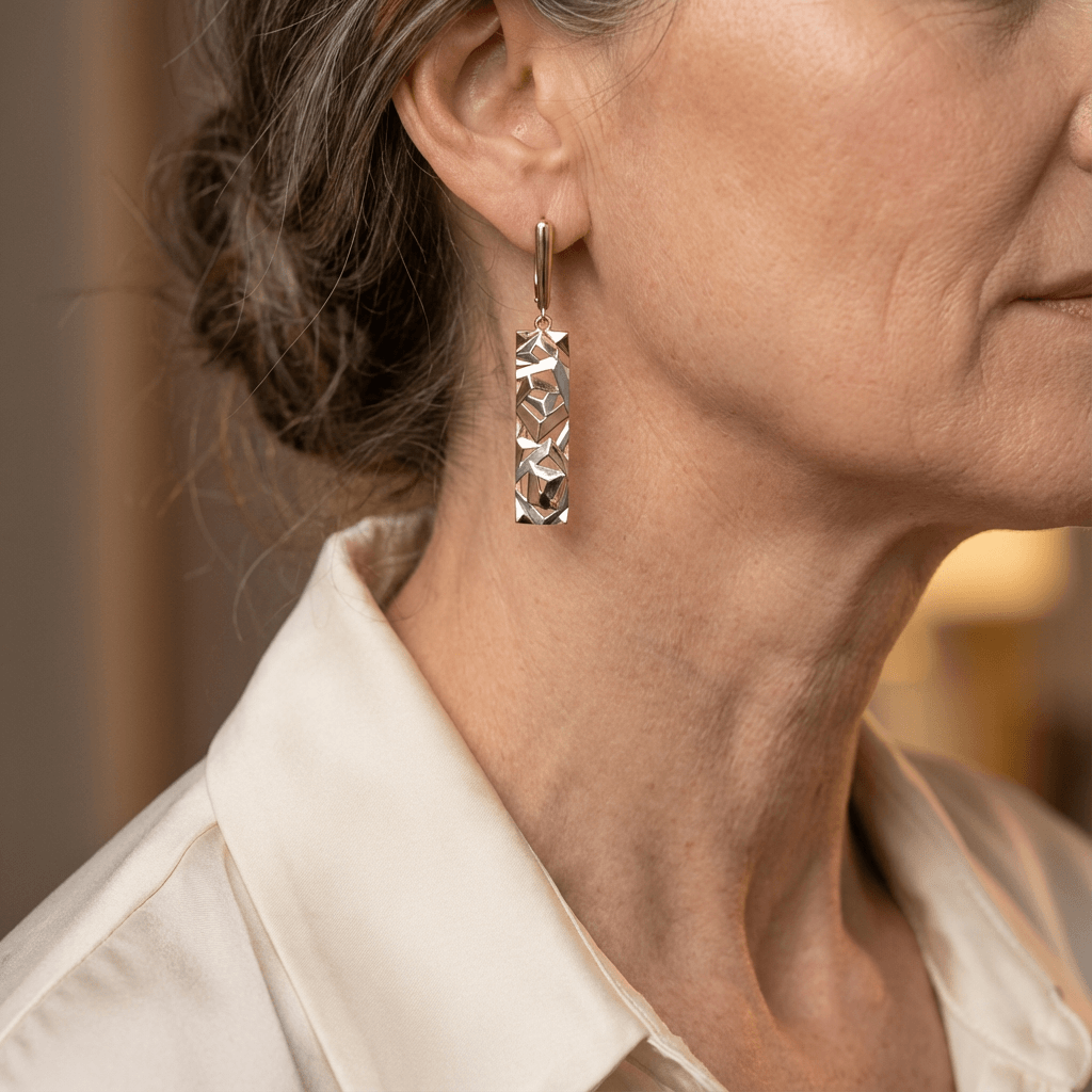 Elegante rechthoekige goud- en zilverkleurige oorbellen