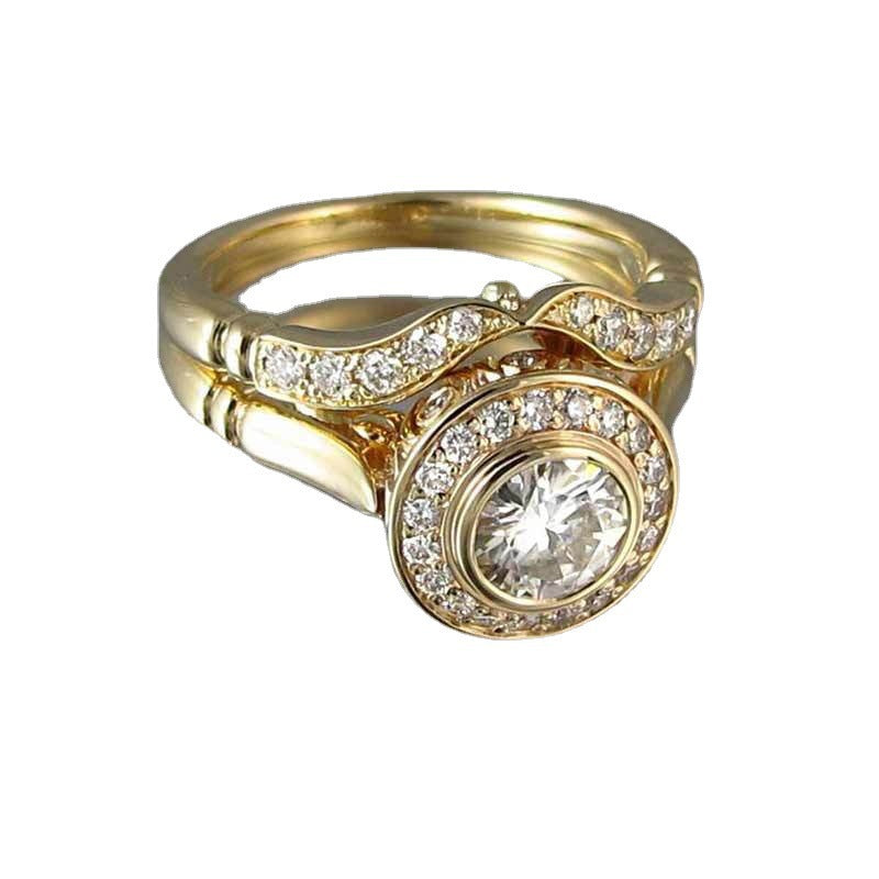 Elegante vintage goudkleurige ringenset met zirkonia
