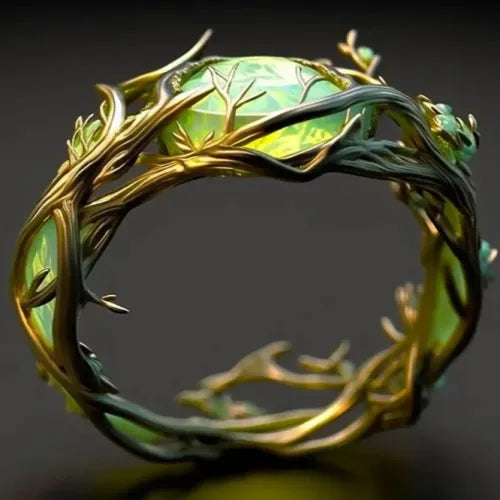 Exotische ring met kristallen aarde