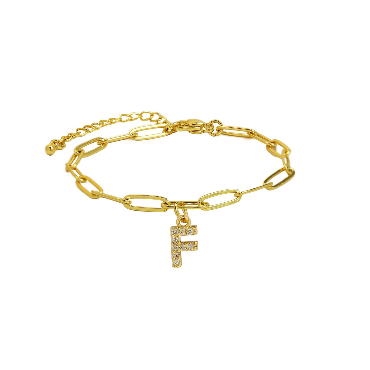 Fijne paperclip armband met initiaal