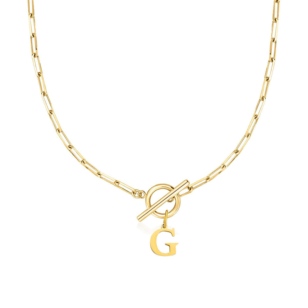 Paperclip initiaal ketting met ronde knevelsluiting