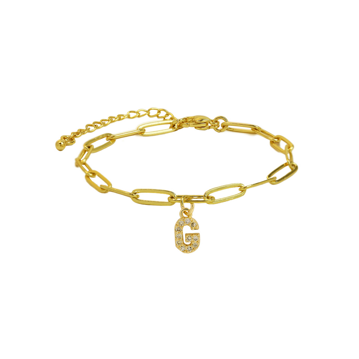 Fijne paperclip armband met initiaal