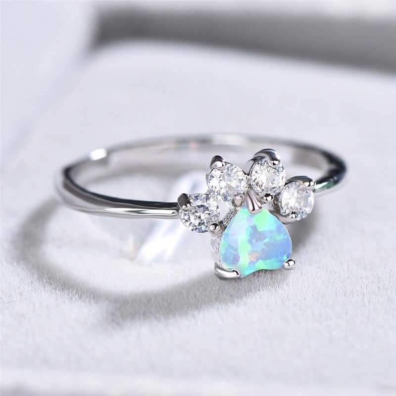 Opaal en zirkonia ring