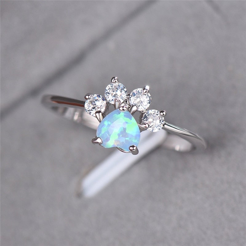 Opaal en zirkonia ring