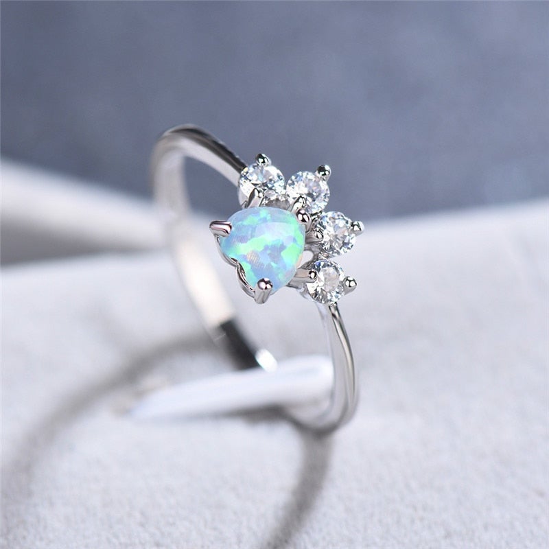 Opaal en zirkonia ring