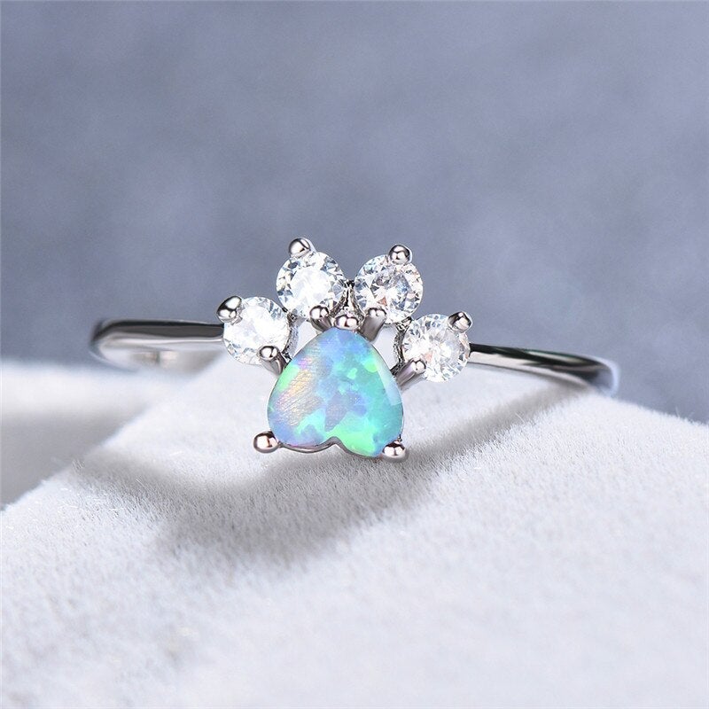 Opaal en zirkonia ring