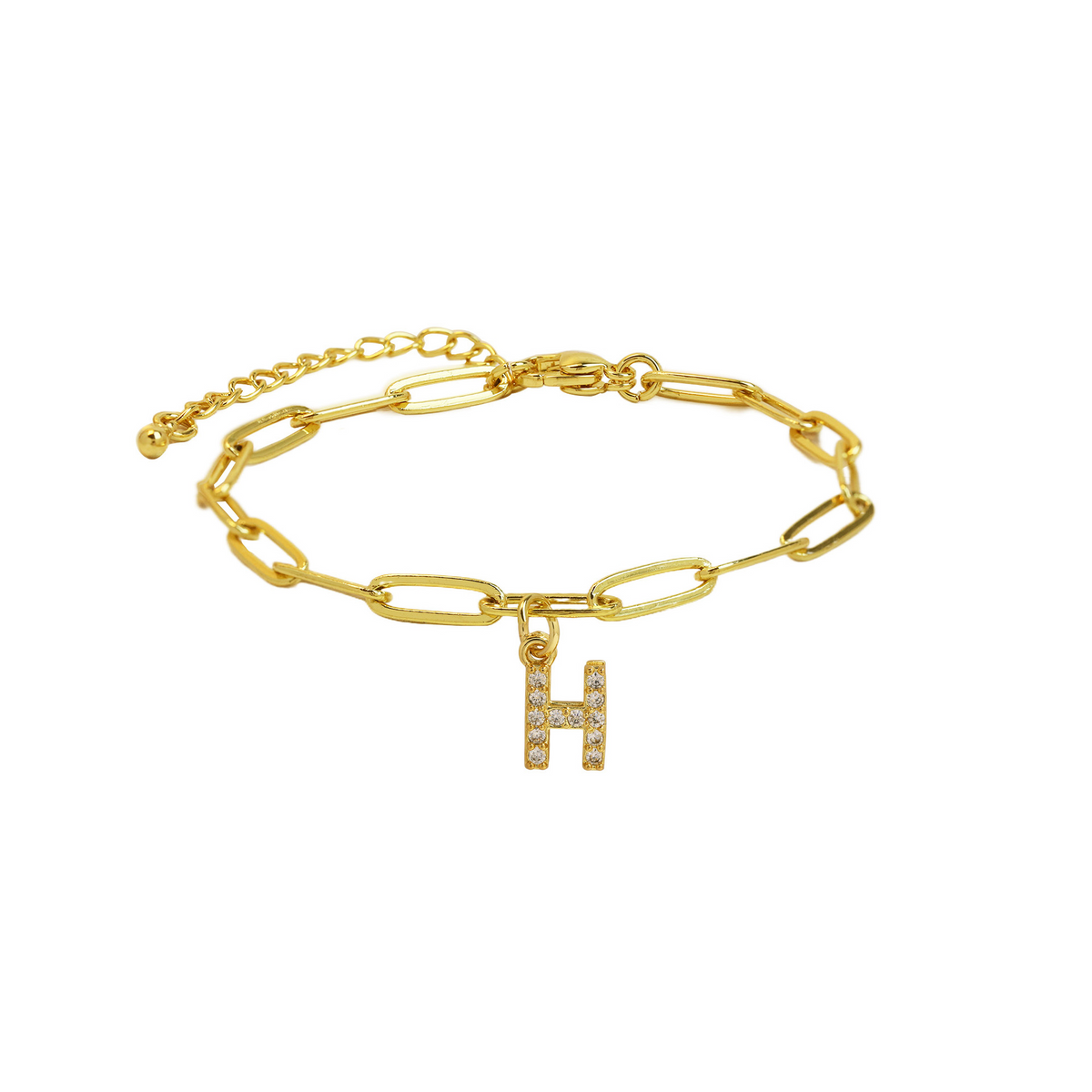 Fijne paperclip armband met initiaal