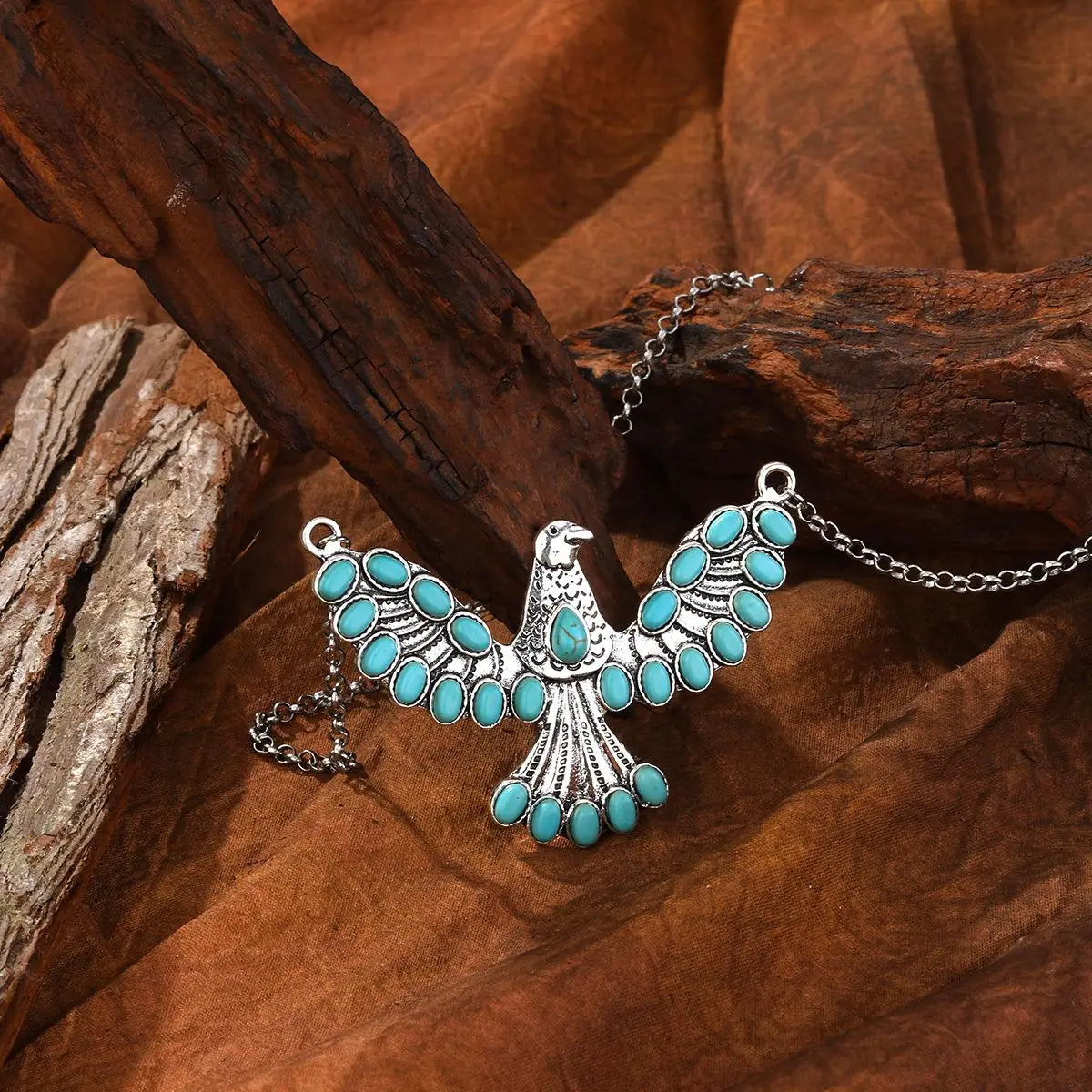 Bohemien zuidwestelijke turkoois adelaar hanger ketting