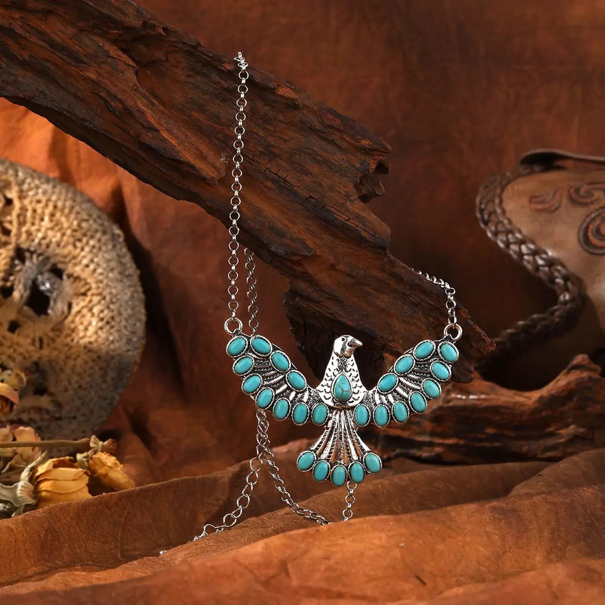 Bohemien zuidwestelijke turkoois adelaar hanger ketting