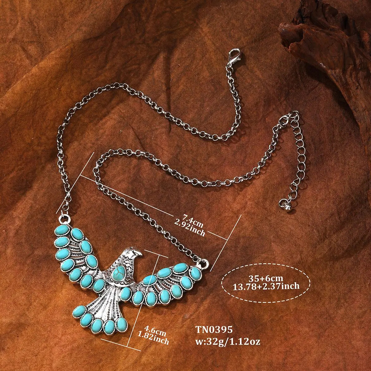 Bohemien zuidwestelijke turkoois adelaar hanger ketting
