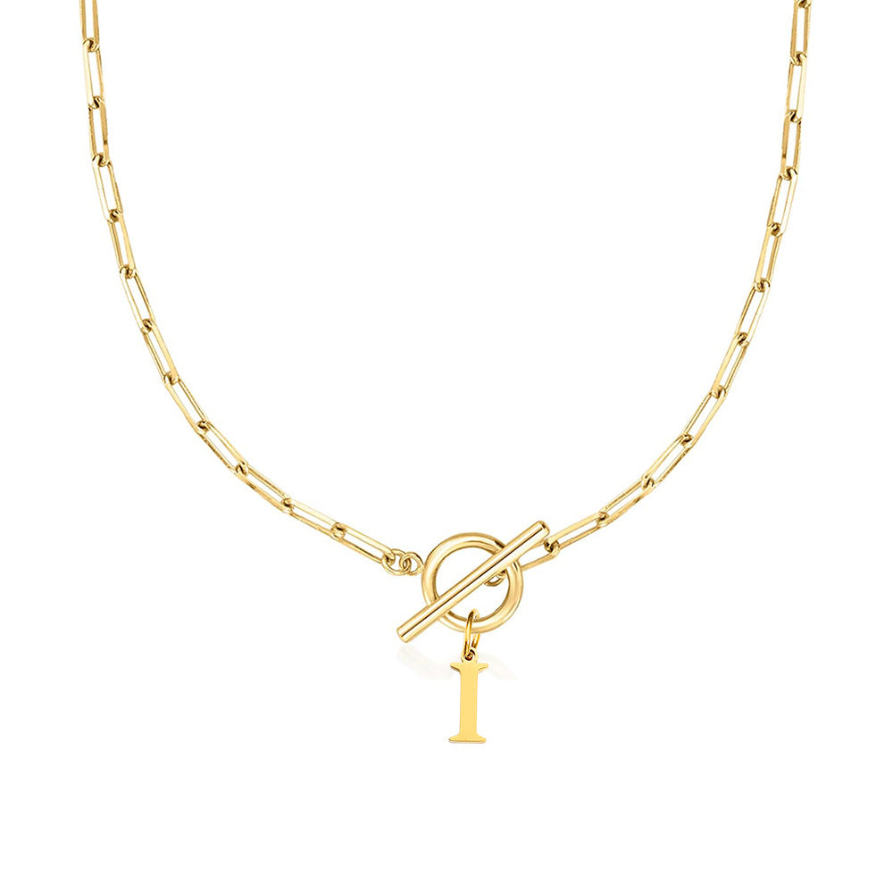 Paperclip initiaal ketting met ronde knevelsluiting