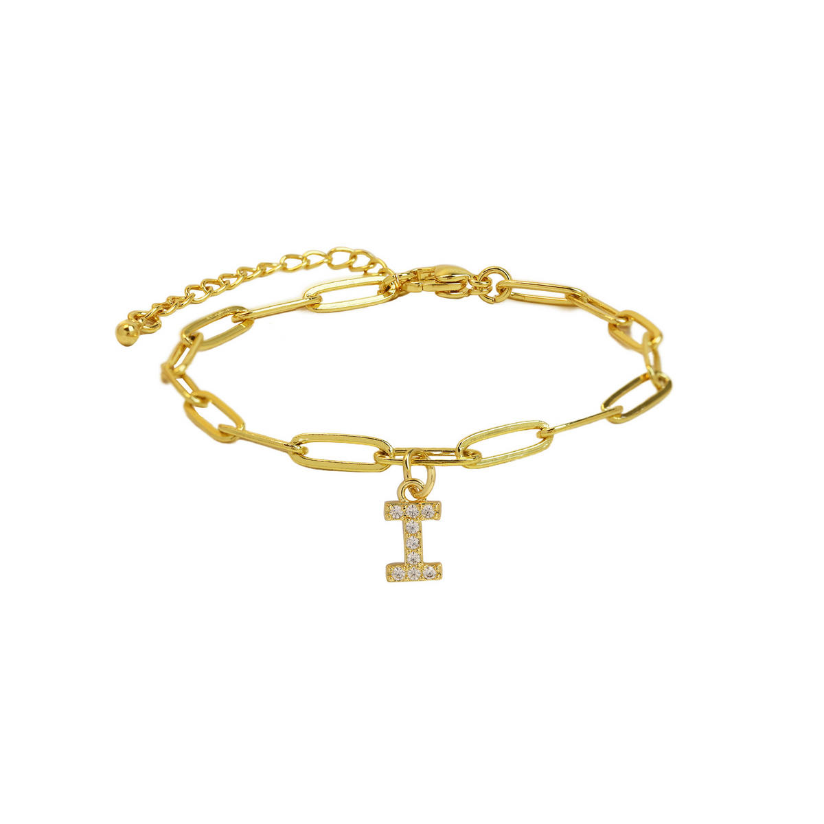 Fijne paperclip armband met initiaal