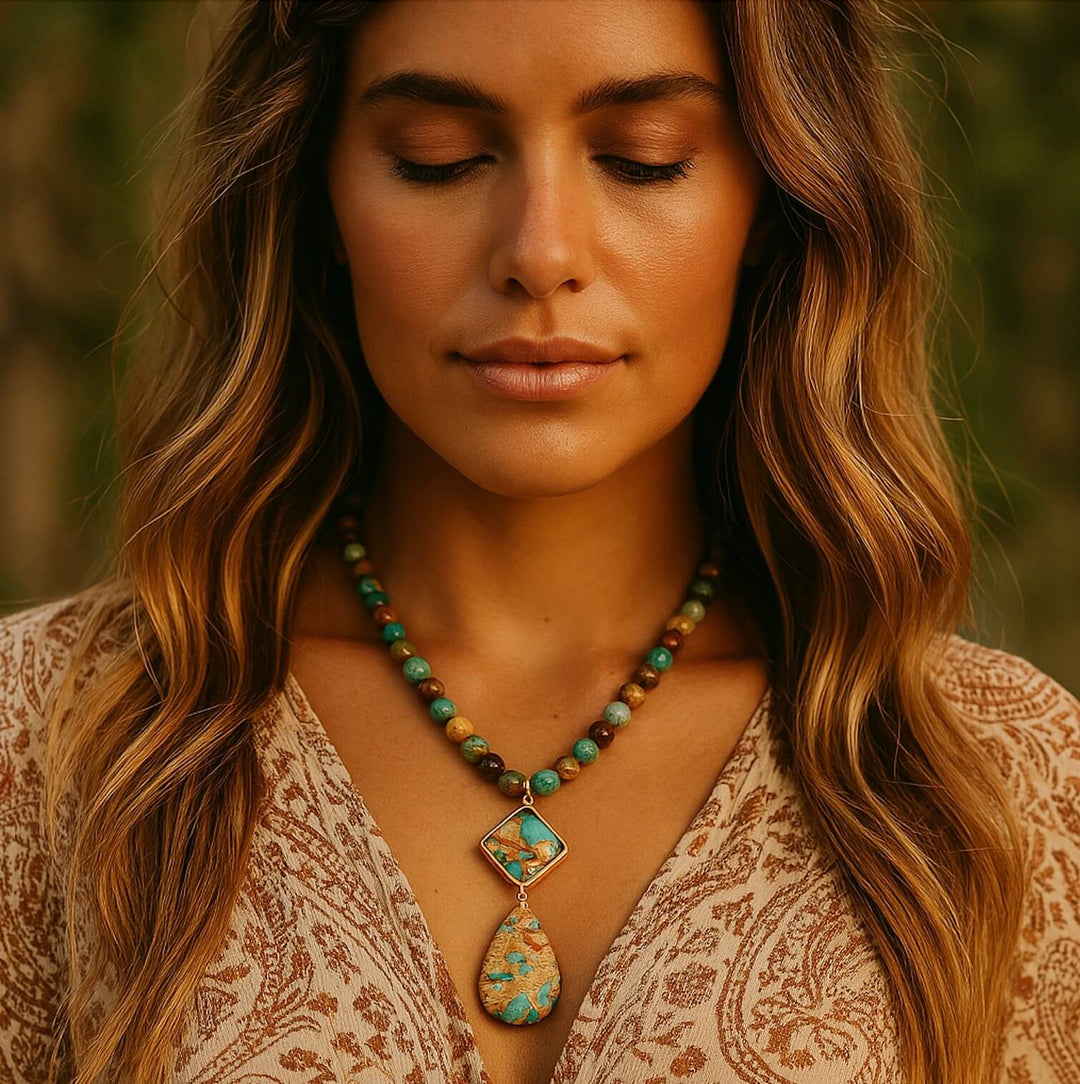 Multicolor Jasper Pendant Spiritual Necklace