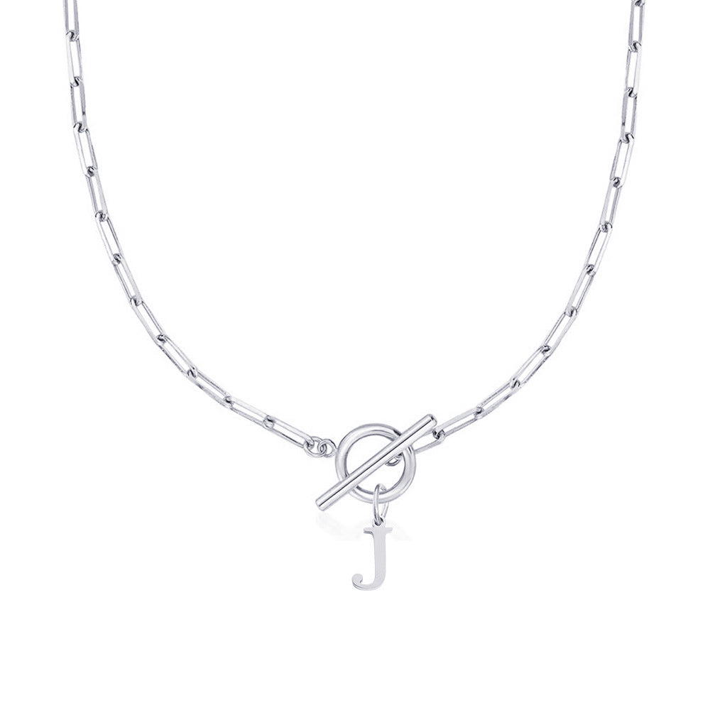 Paperclip initiaal ketting met ronde knevelsluiting