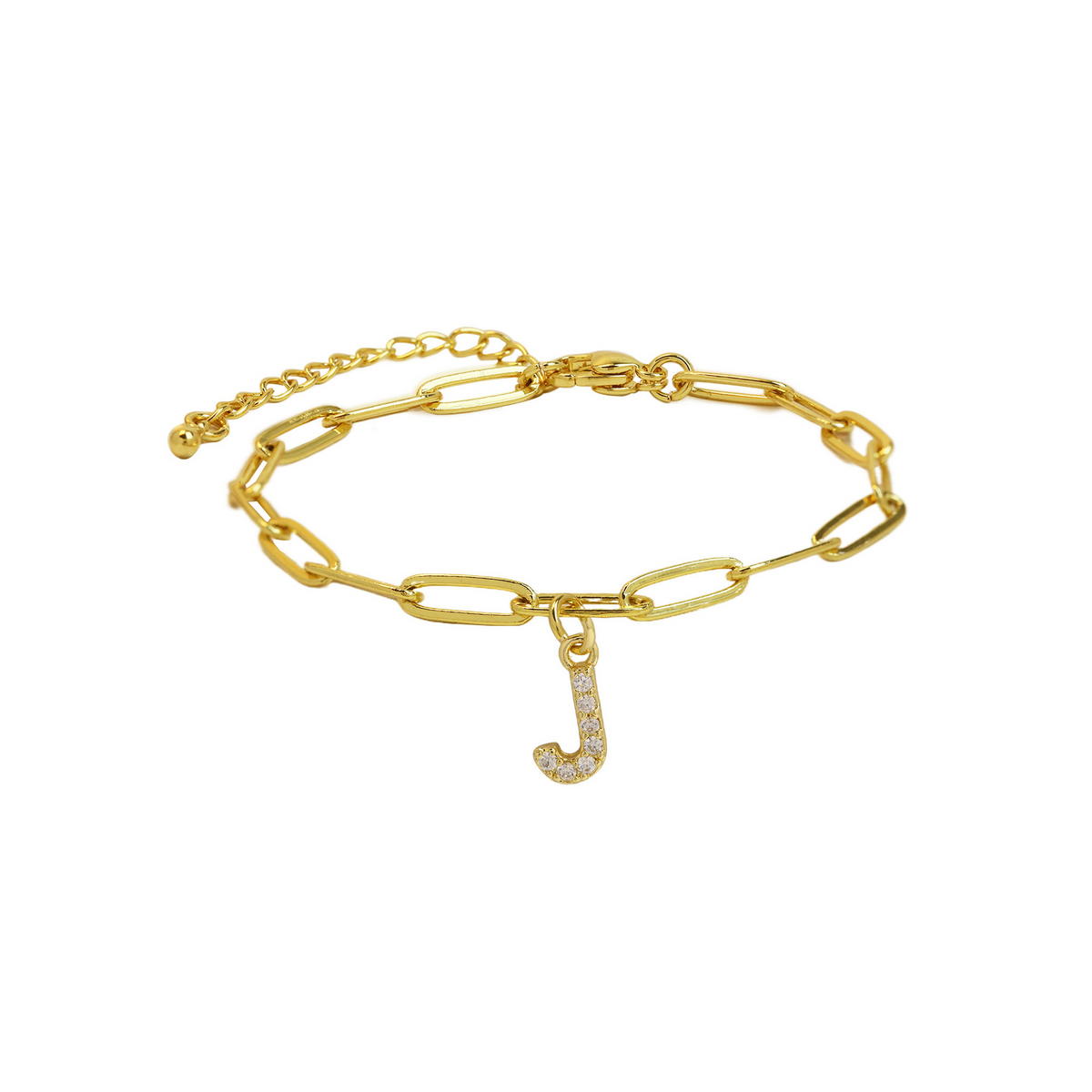 Fijne paperclip armband met initiaal