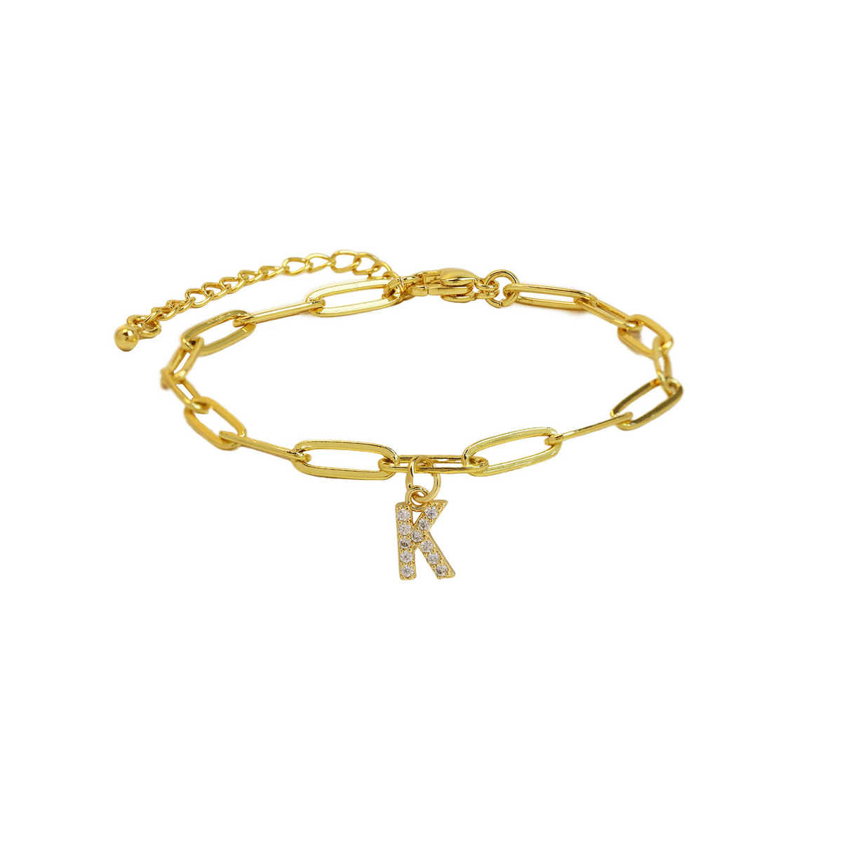 Fijne paperclip armband met initiaal