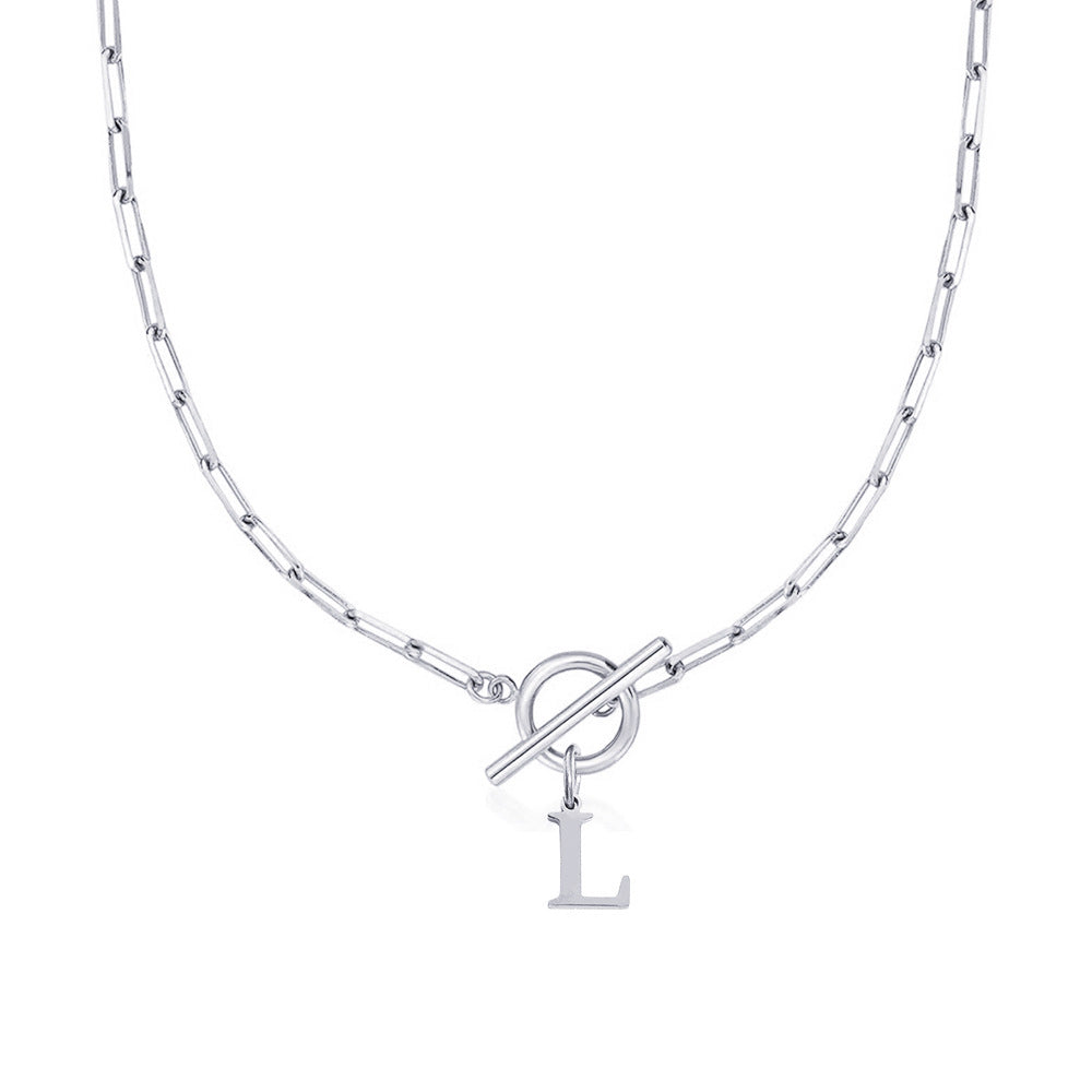 Paperclip initiaal ketting met ronde knevelsluiting