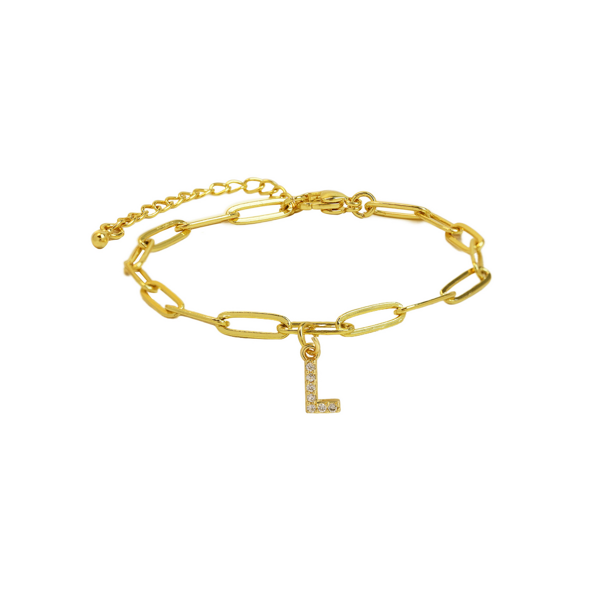 Fijne paperclip armband met initiaal