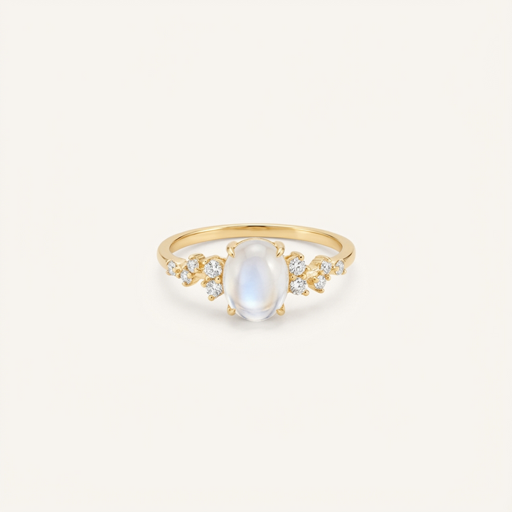 Elegant Lunar Glow Moonstone Diamond Ring
